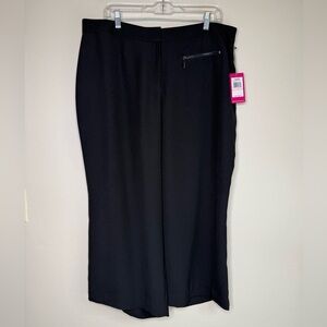 NWT Vince Camuto Black Wide Leg Ankle Flat Front Pants Size 14W